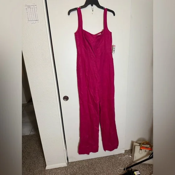 NWOT SALONI Rachel Pink wide leg Jumpsuit in Bright Berry
Linen - Picture 4 of 8